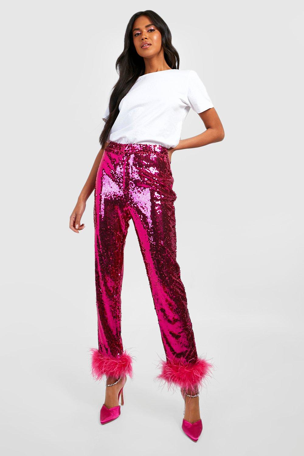 Zara pink best sale sequin pants